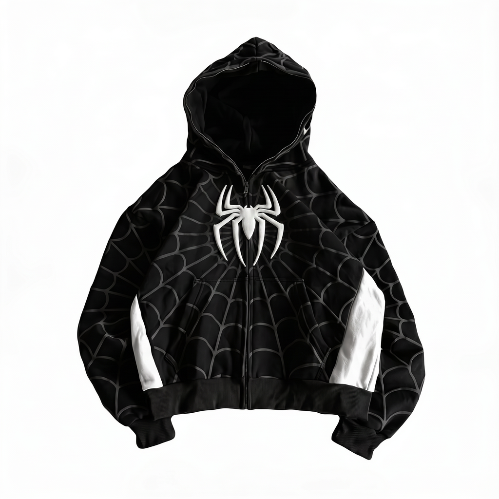 PREVENTA/ BLACK SPIDER ZIP-UP HODDIE